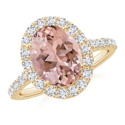 Halo Yellow Gold Morganite Rings