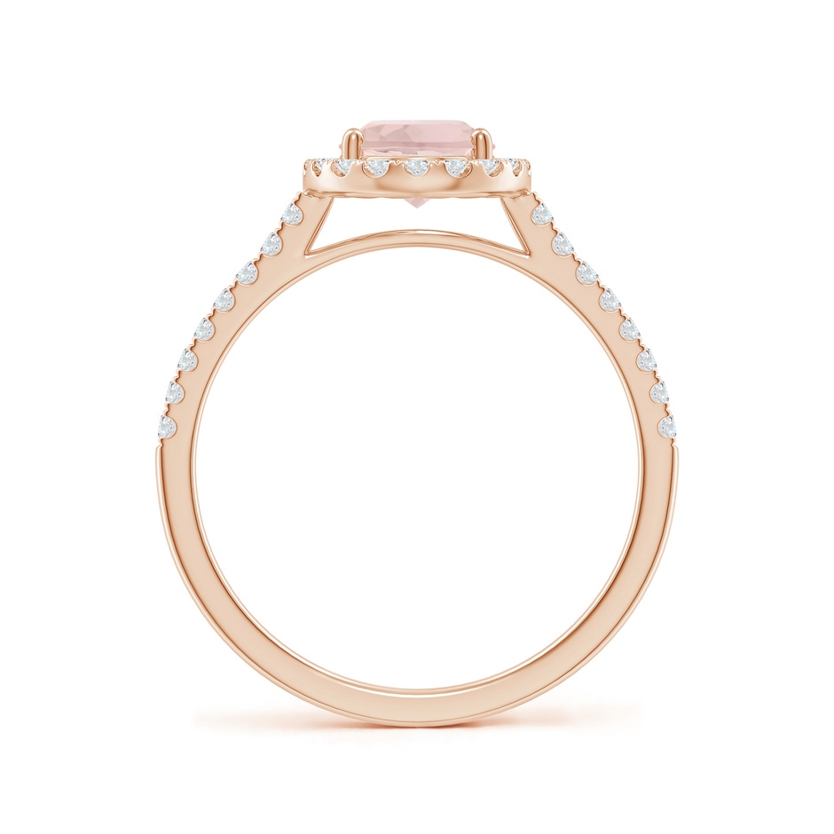 8x6mm A Prong-Set Oval Morganite Halo Ring with Diamonds in 9K Rose Gold side-1