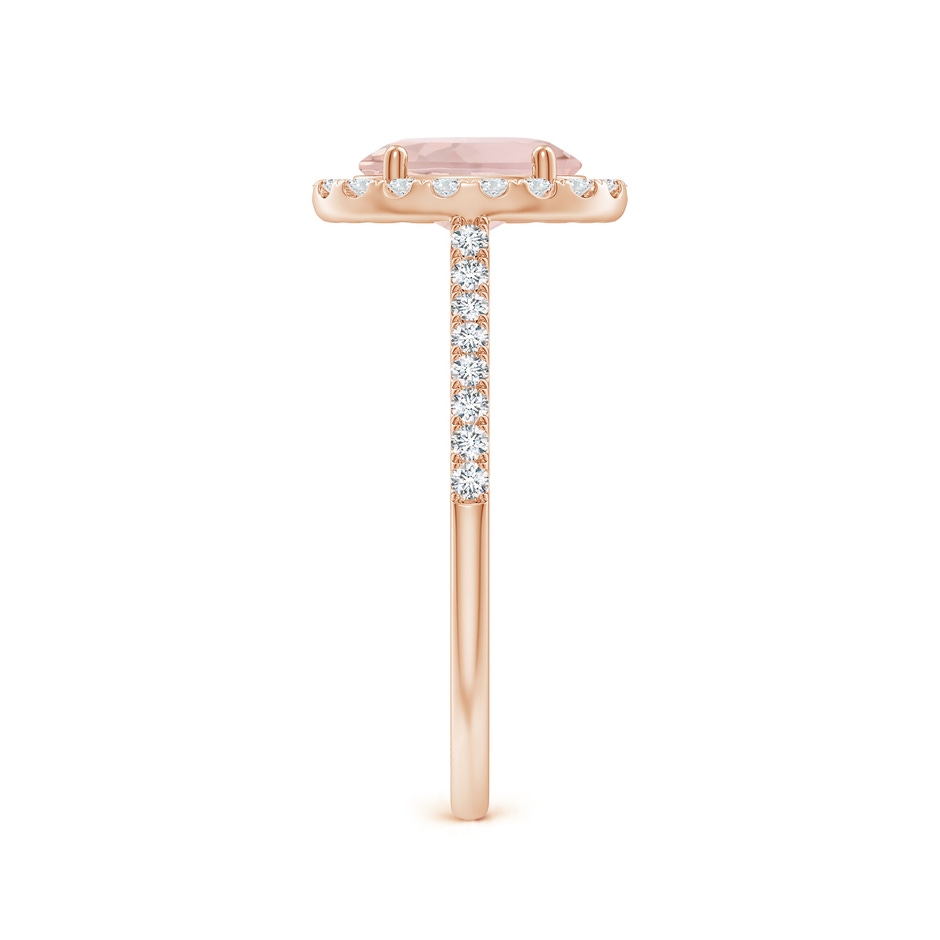 8x6mm A Prong-Set Oval Morganite Halo Ring with Diamonds in 9K Rose Gold side-2