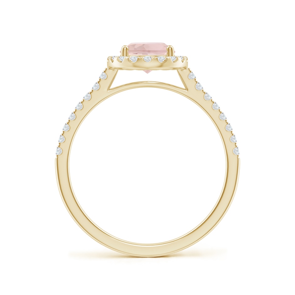 8x6mm A Prong-Set Oval Morganite Halo Ring with Diamonds in 9K Yellow Gold side-1