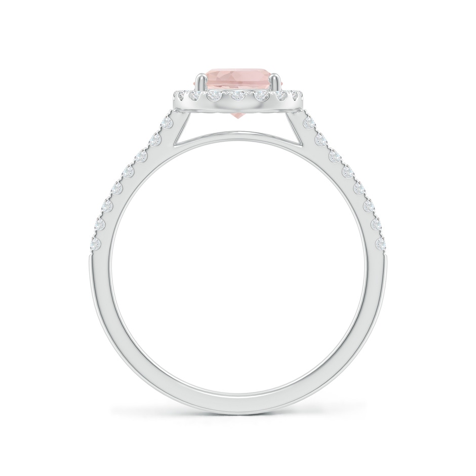 8x6mm A Double Claw-Set Oval Morganite Halo Ring with Diamonds in White Gold side-1