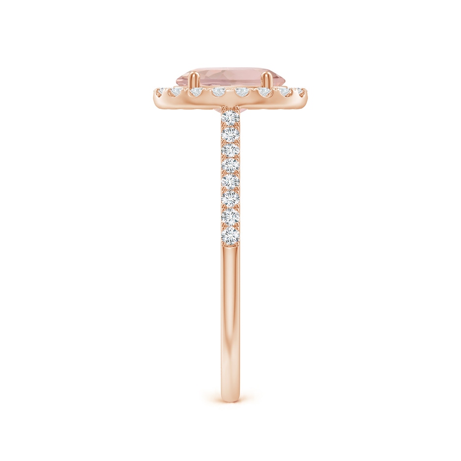 8x6mm AA Prong-Set Oval Morganite Halo Ring with Diamonds in 9K Rose Gold side-2