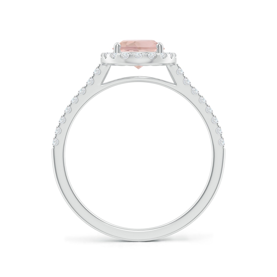 8x6mm AA Double Claw-Set Oval Morganite Halo Ring with Diamonds in White Gold side-1