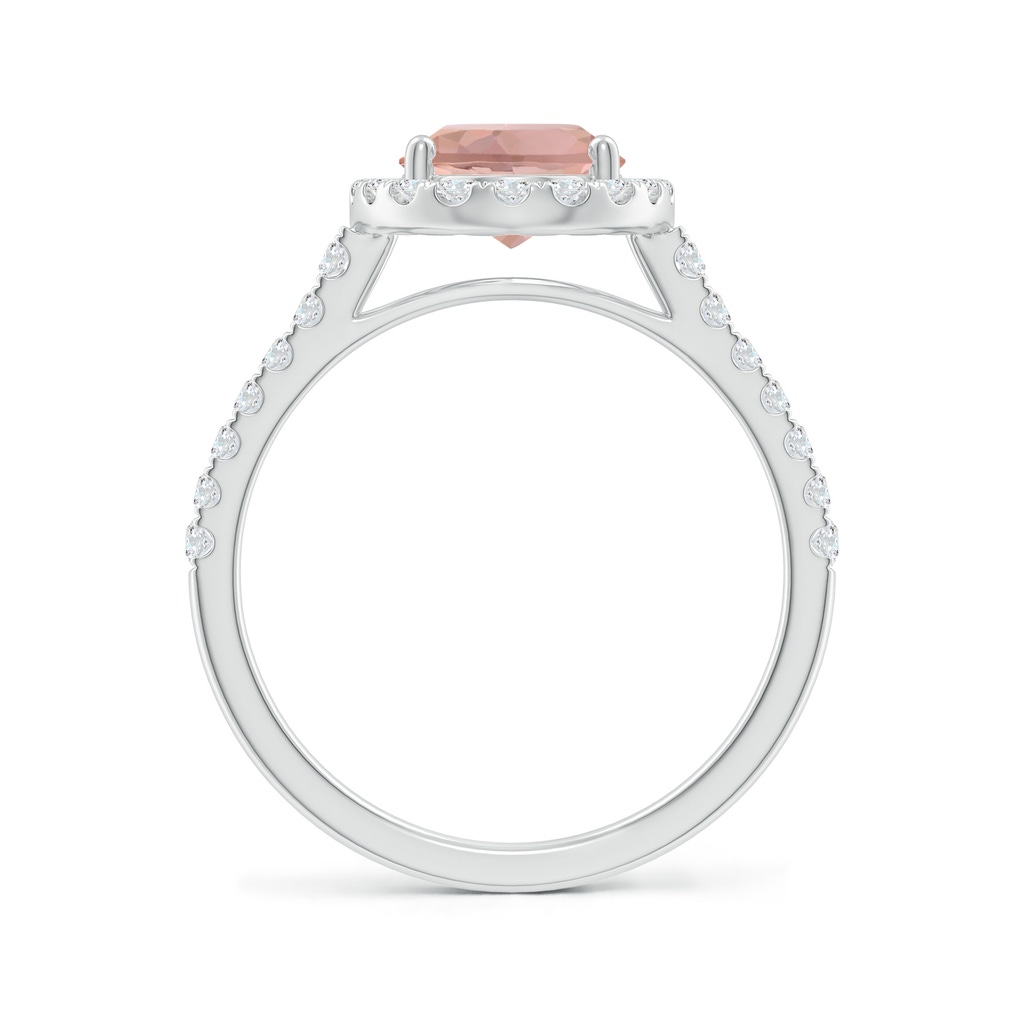9x7mm AAAA Double Claw-Set Oval Morganite Halo Ring with Diamonds in White Gold - side_1