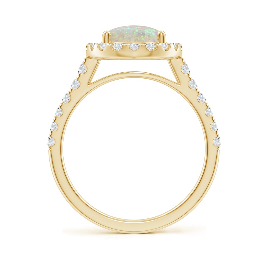 10x8mm AAA Prong-Set Oval Opal Halo Ring with Diamonds in 18K Yellow Gold side 199