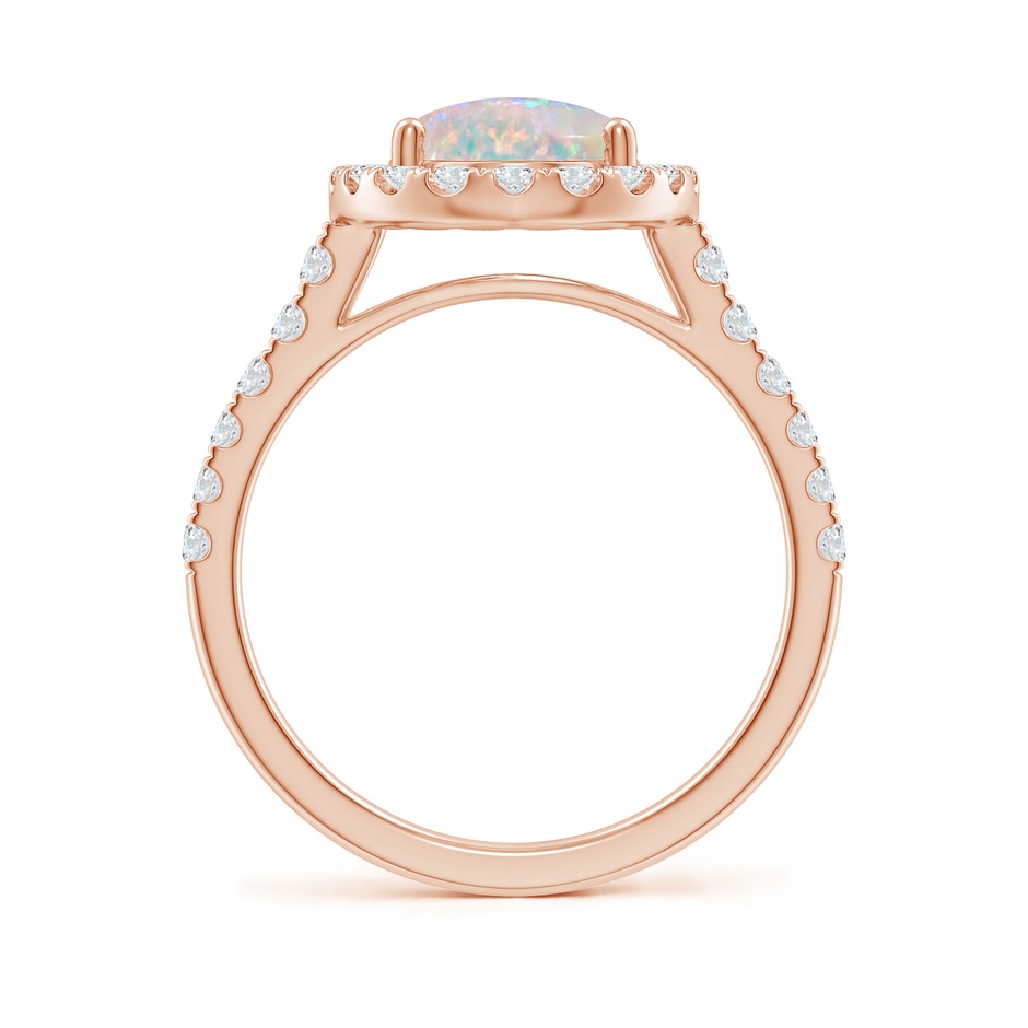 10x8mm AAAA Prong-Set Oval Opal Halo Ring with Diamonds in 18K Rose Gold side 199