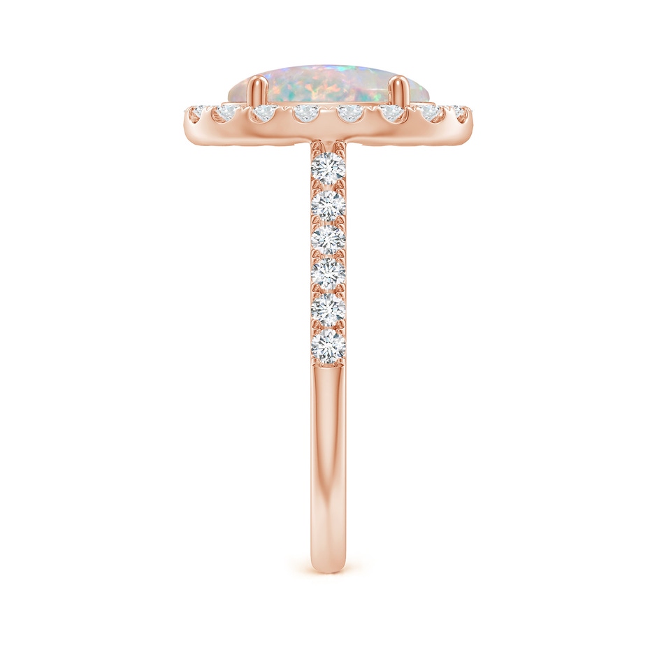 10x8mm AAAA Prong-Set Oval Opal Halo Ring with Diamonds in 18K Rose Gold side 299