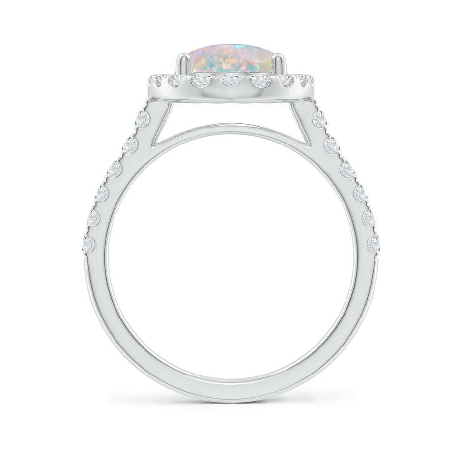 10x8mm AAAA Prong-Set Oval Opal Halo Ring with Diamonds in 18K White Gold side 199