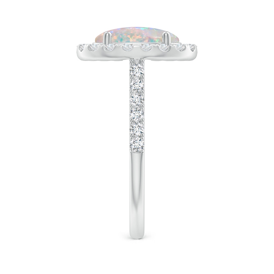 10x8mm AAAA Prong-Set Oval Opal Halo Ring with Diamonds in 18K White Gold side 299