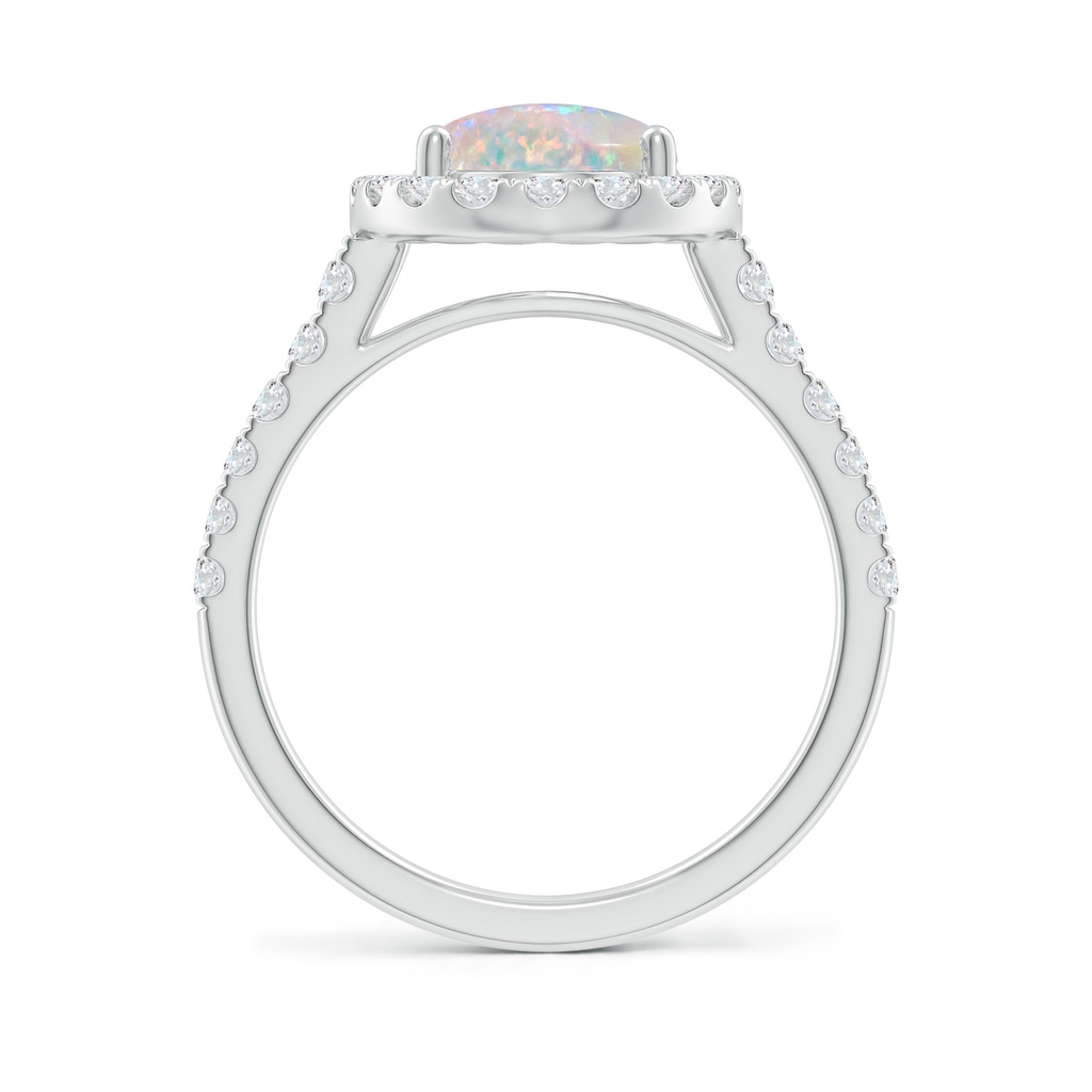 10x8mm AAAA Prong-Set Oval Opal Halo Ring with Diamonds in P950 Platinum - side 199