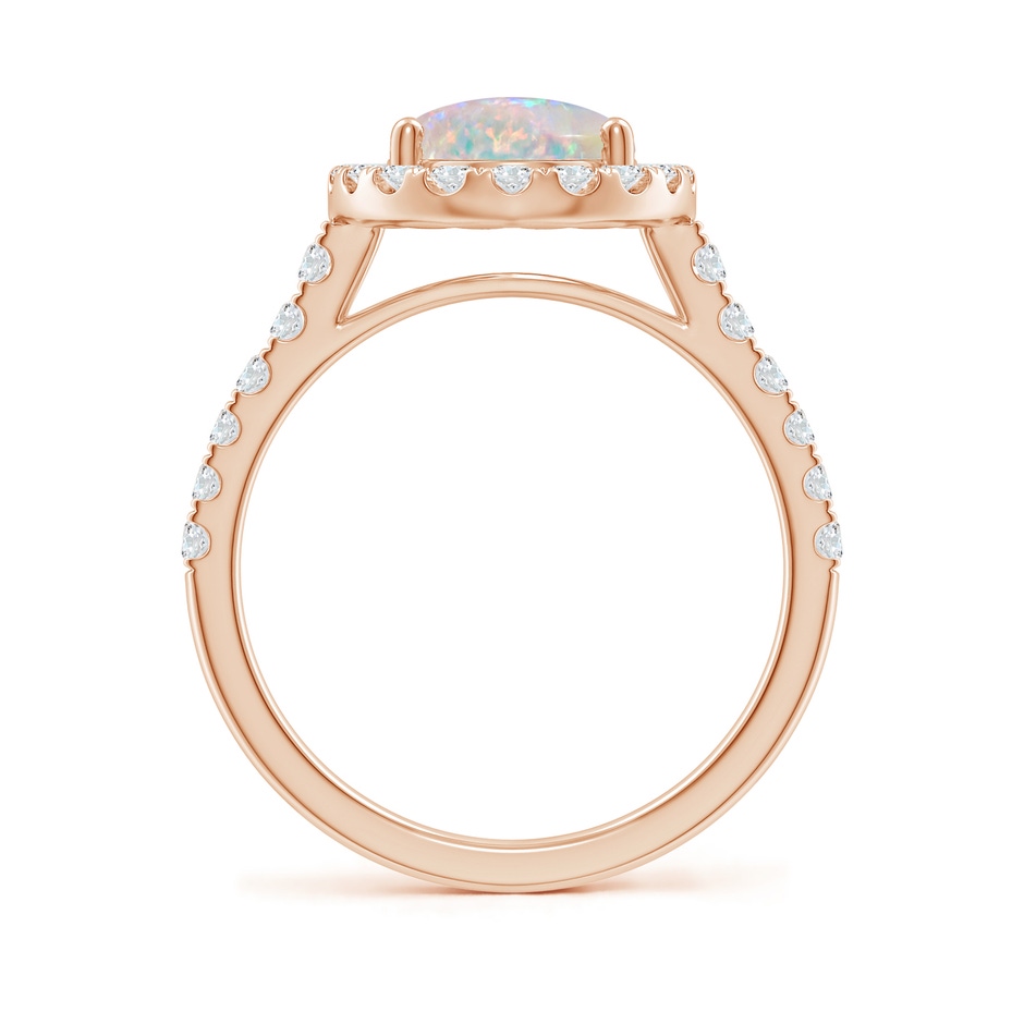 10x8mm AAAA Prong-Set Oval Opal Halo Ring with Diamonds in Rose Gold side 199