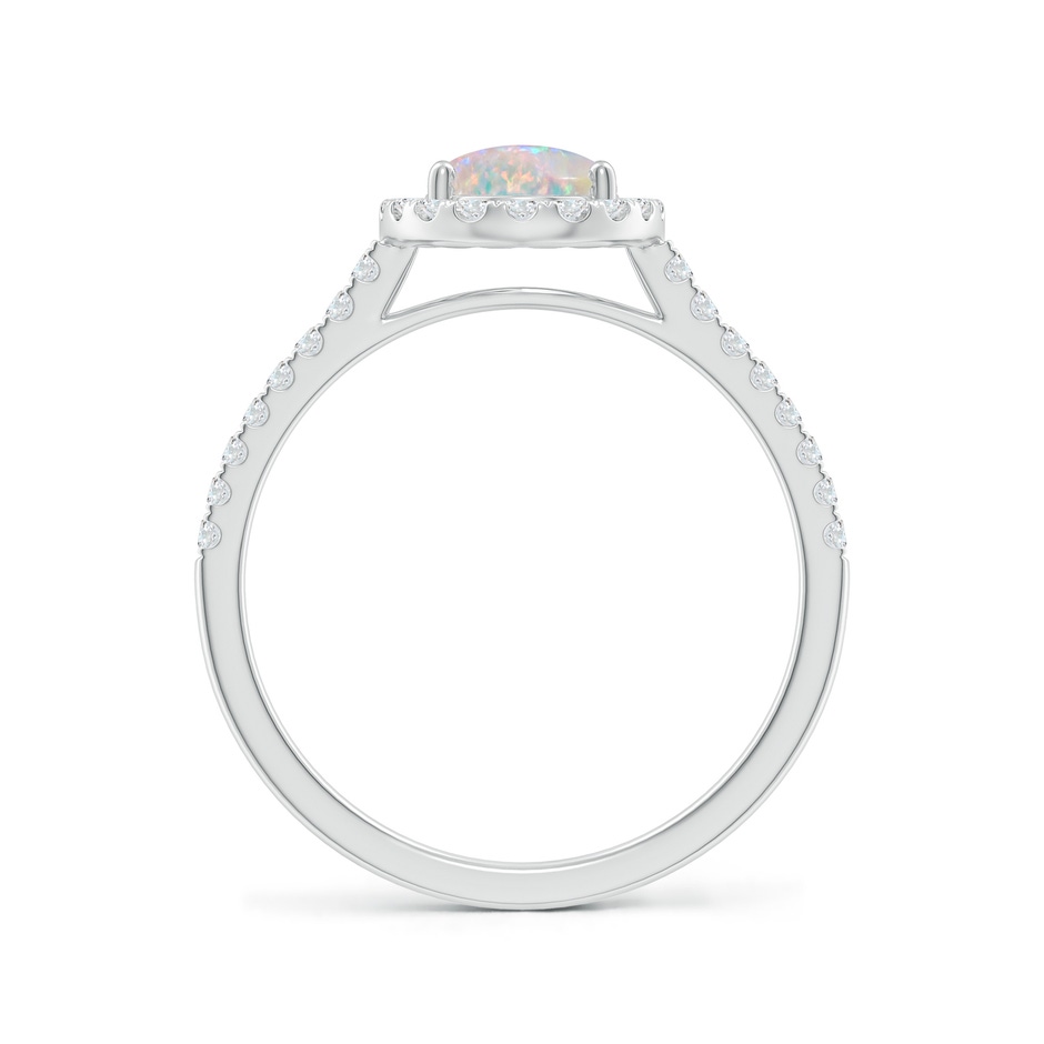 8x6mm AAAA Prong-Set Oval Opal Halo Ring with Diamonds in 9K White Gold side 199