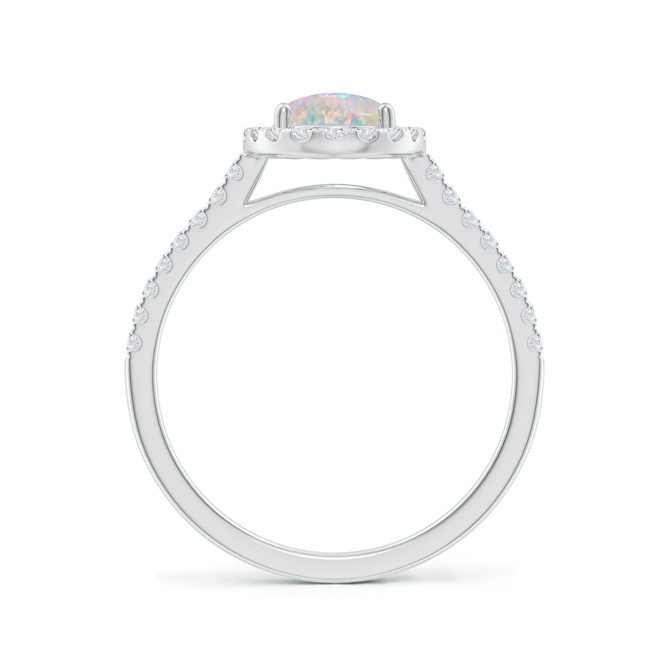 8x6mm AAAA Prong-Set Oval Opal Halo Ring with Diamonds in P950 Platinum side 199