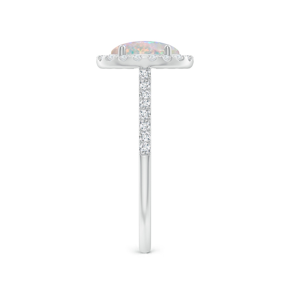 8x6mm AAAA Prong-Set Oval Opal Halo Ring with Diamonds in White Gold side 299