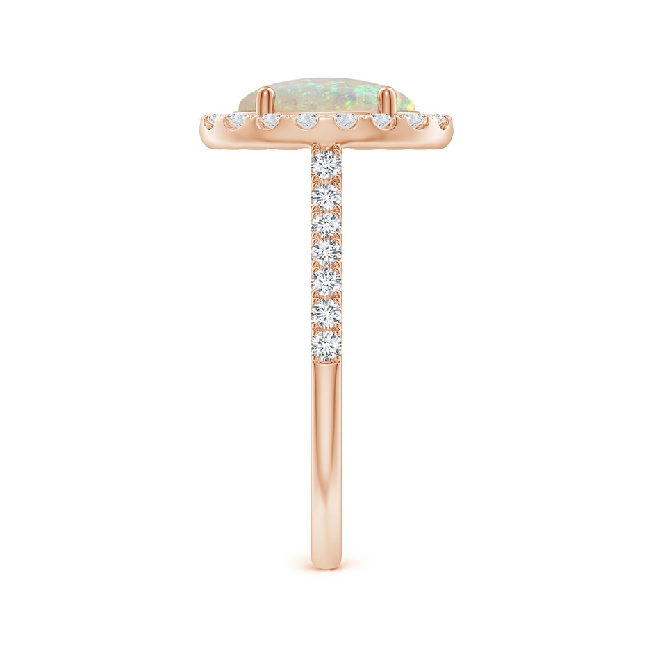 9x7mm AAA Prong-Set Oval Opal Halo Ring with Diamonds in Rose Gold side 299