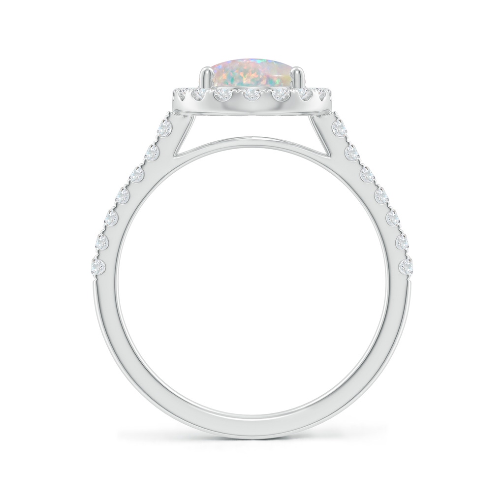 9x7mm AAAA Prong-Set Oval Opal Halo Ring with Diamonds in P950 Platinum Side 199