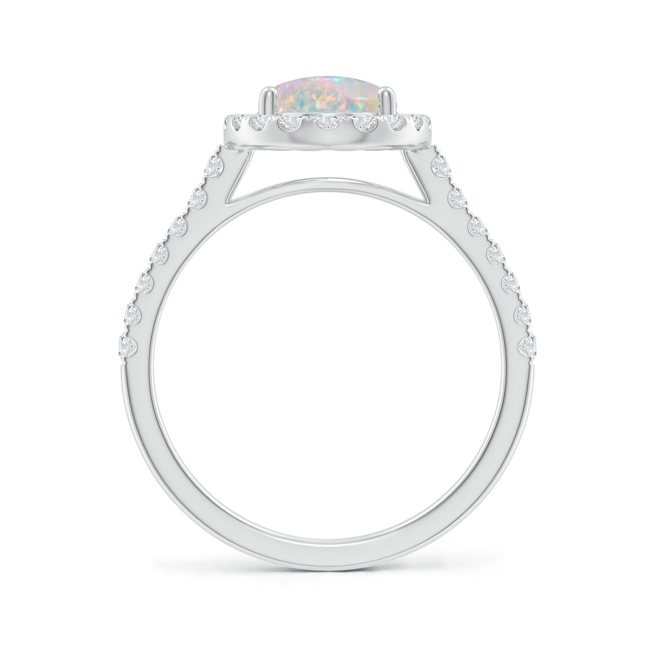 9x7mm AAAA Prong-Set Oval Opal Halo Ring with Diamonds in P950 Platinum side 199
