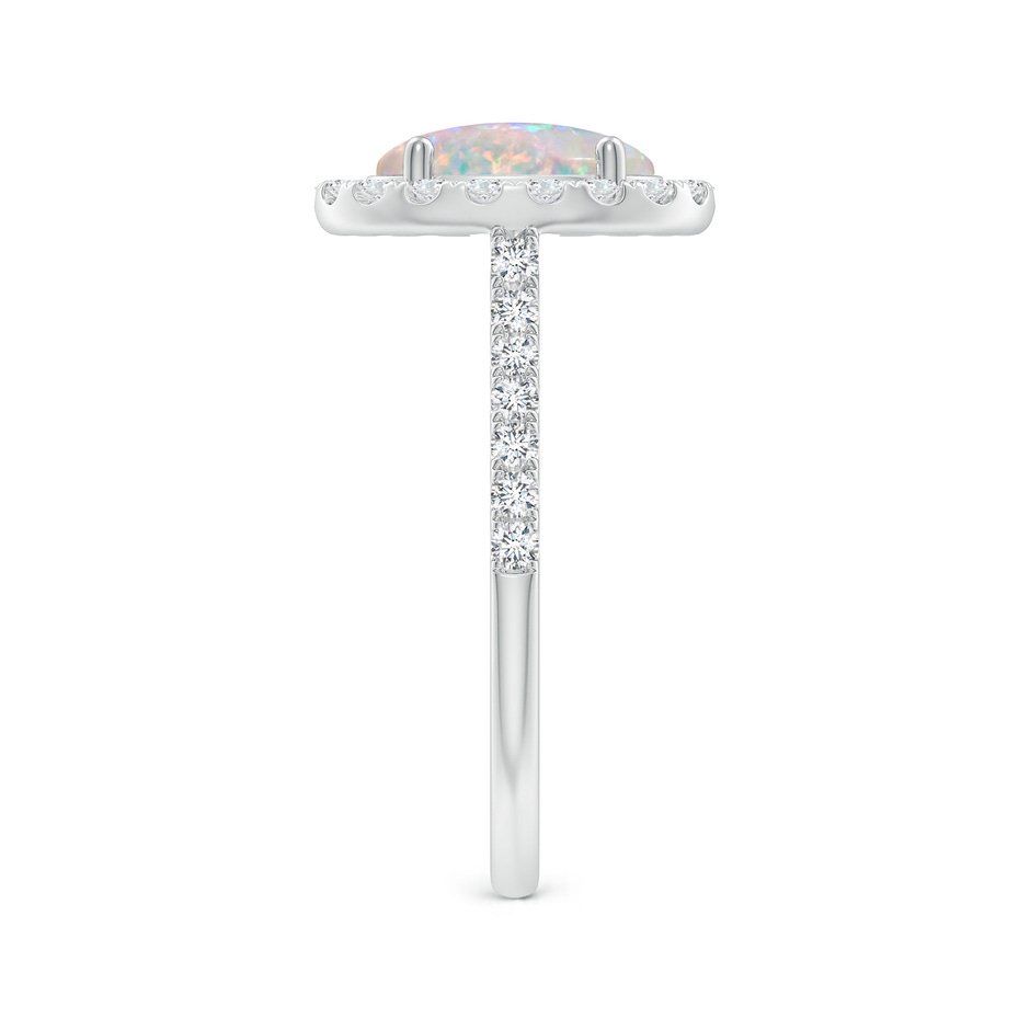 9x7mm AAAA Prong-Set Oval Opal Halo Ring with Diamonds in P950 Platinum side 299
