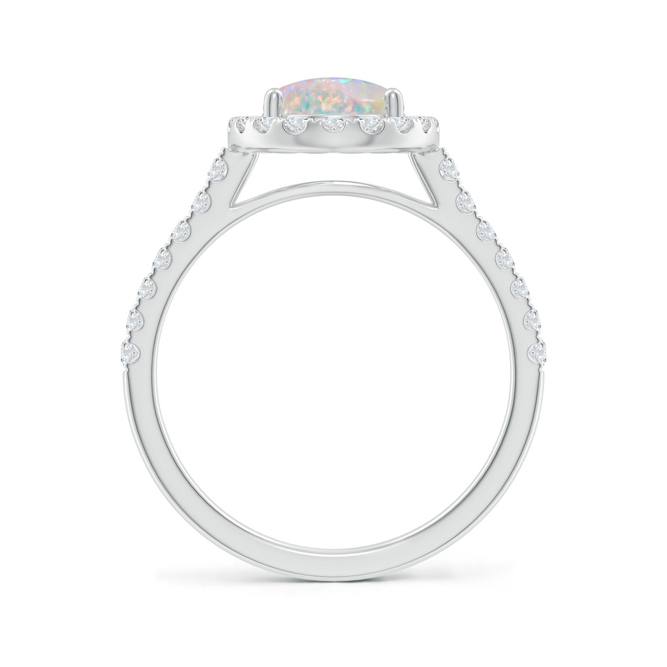 9x7mm AAAA Prong-Set Oval Opal Halo Ring with Diamonds in White Gold side 199