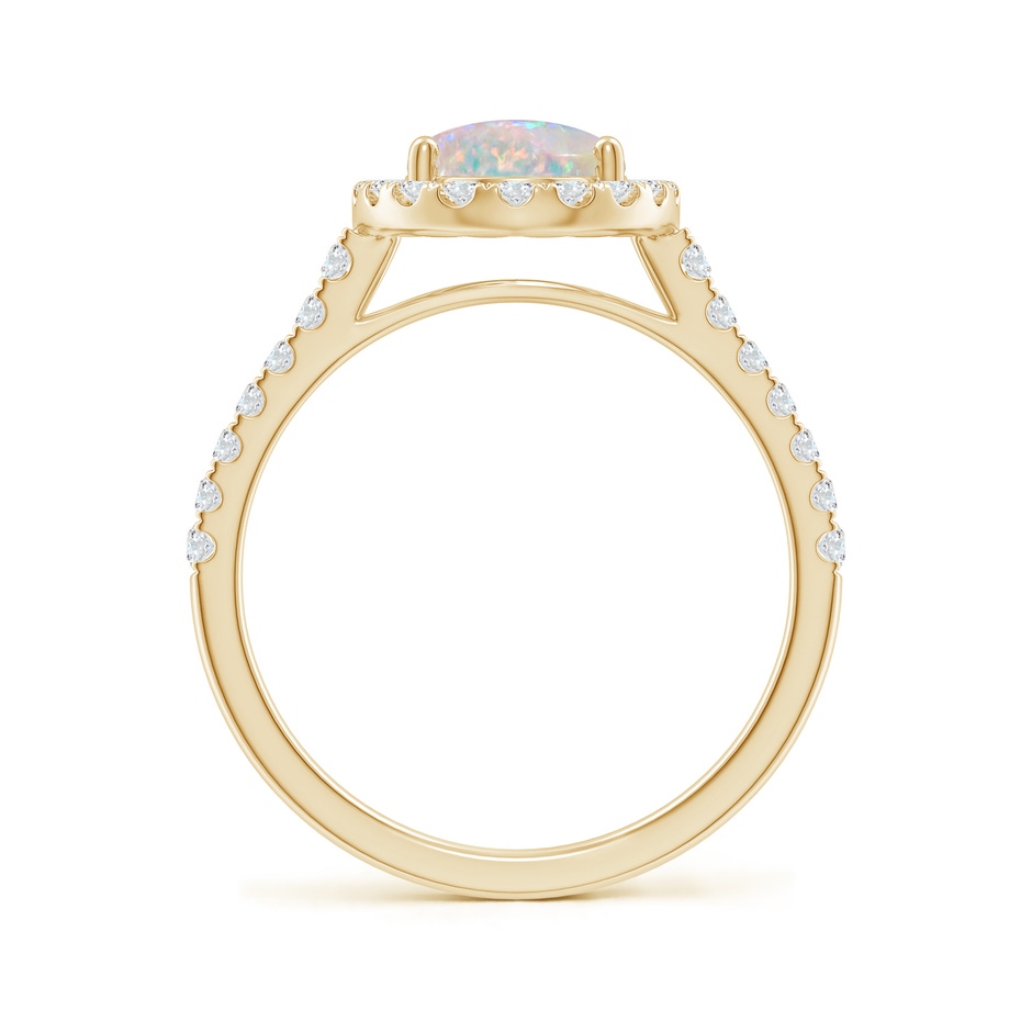 9x7mm AAAA Prong-Set Oval Opal Halo Ring with Diamonds in Yellow Gold side 199