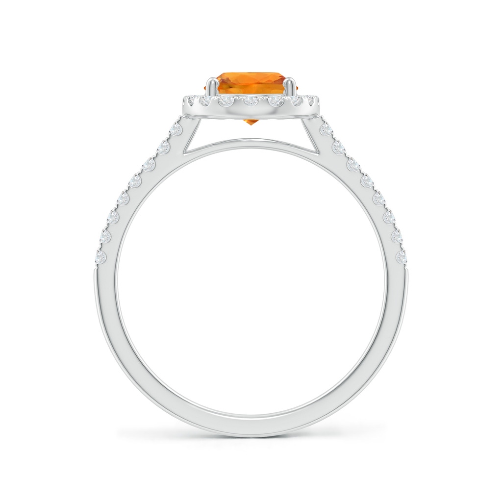 8x6mm AAA Double Claw-Set Oval Orange Sapphire Halo Ring with Diamonds in White Gold Side-1