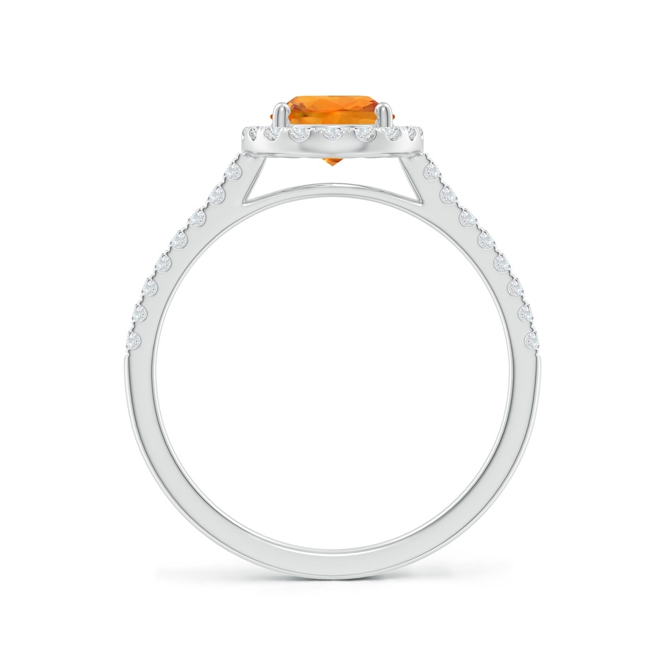 8x6mm AAA Double Claw-Set Oval Orange Sapphire Halo Ring with Diamonds in White Gold side-1