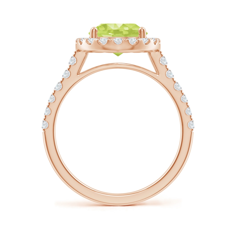10x8mm A Double Claw-Set Oval Peridot Halo Ring with Diamonds in 18K Rose Gold side 199