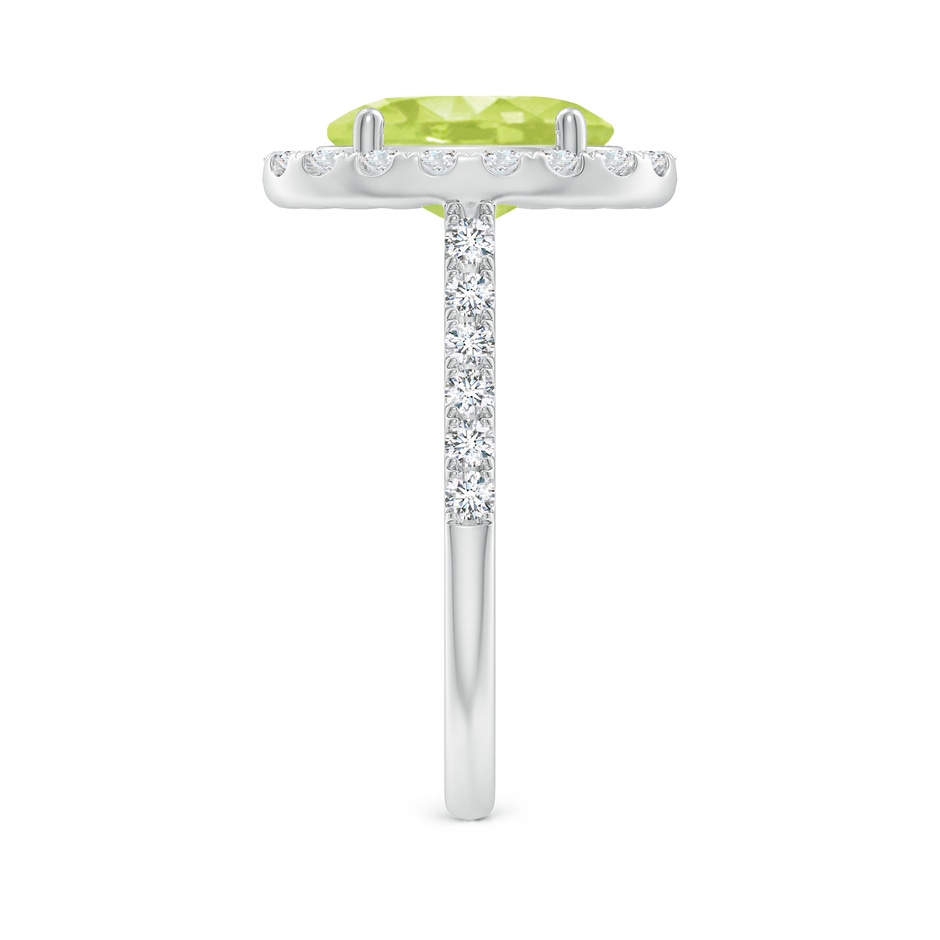 10x8mm A Double Claw-Set Oval Peridot Halo Ring with Diamonds in P950 Platinum side 299