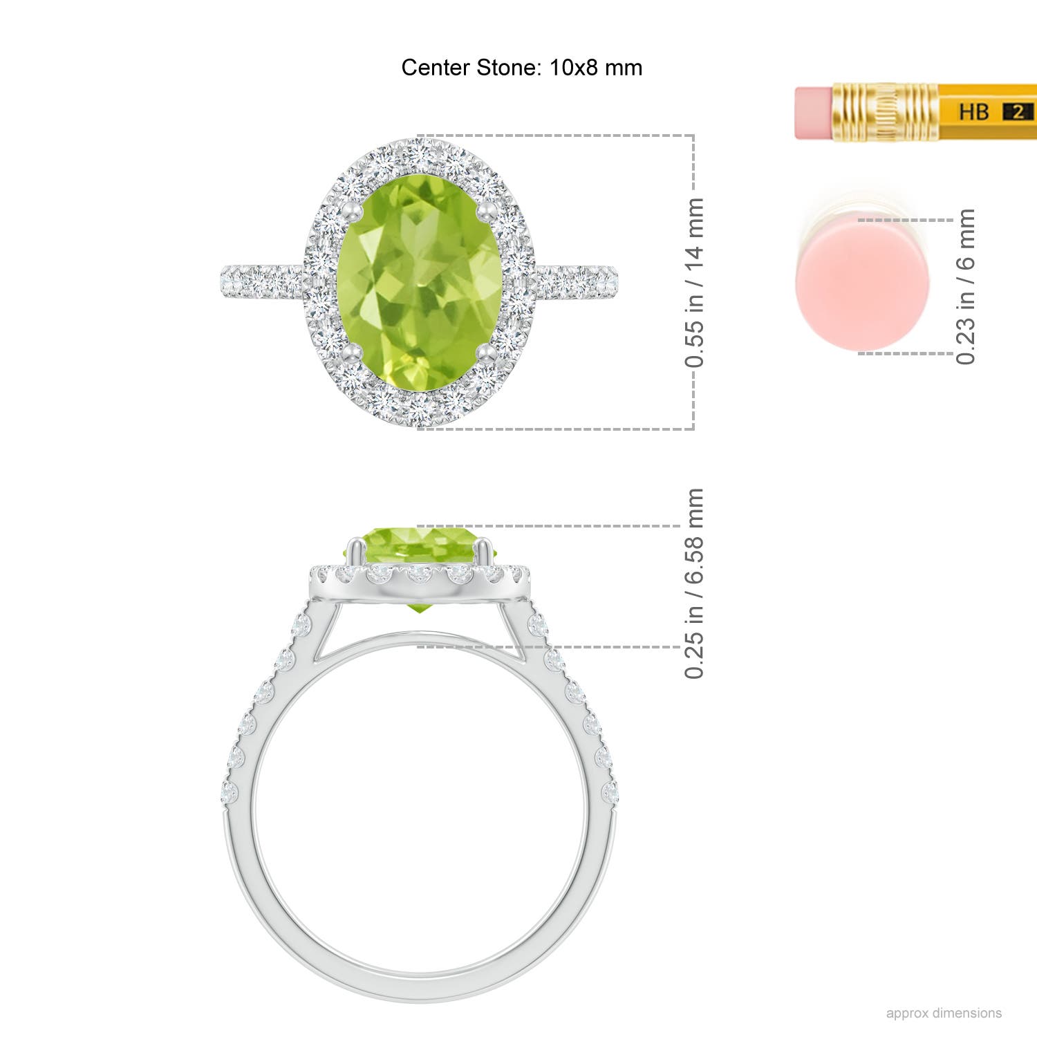 AA - Peridot / 3.23 CT / 14 KT White Gold