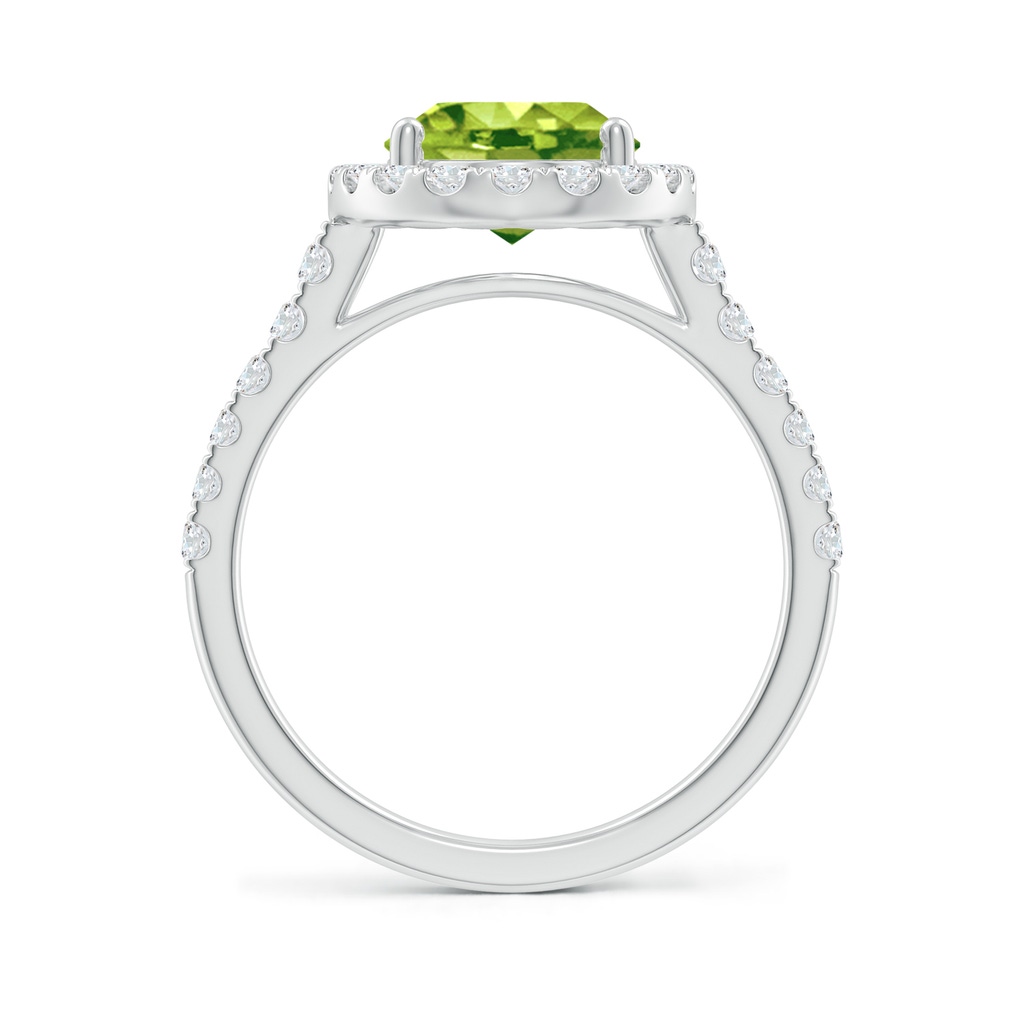 10x8mm AAA Double Claw-Set Oval Peridot Halo Ring with Diamonds in White Gold Side-1