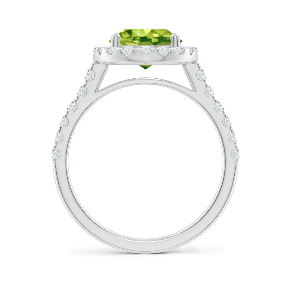10x8mm AAA Double Claw-Set Oval Peridot Halo Ring with Diamonds in White Gold side 199