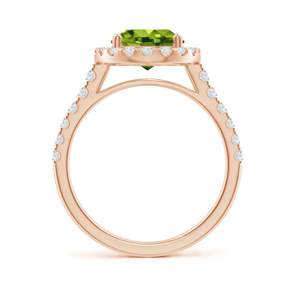 10x8mm AAAA Double Claw-Set Oval Peridot Halo Ring with Diamonds in 18K Rose Gold side 199