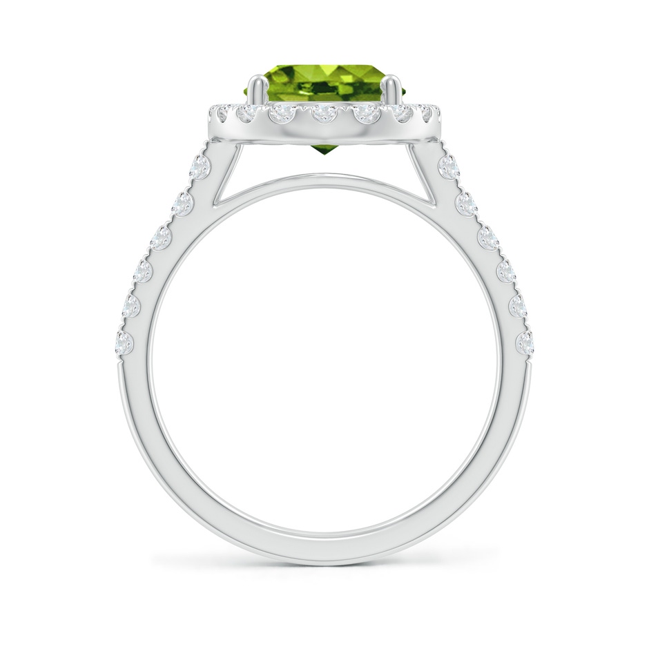 10x8mm AAAA Double Claw-Set Oval Peridot Halo Ring with Diamonds in White Gold side-1