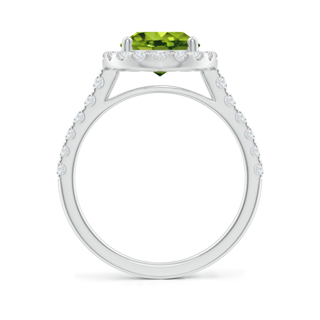 10x8mm AAAA Double Claw-Set Oval Peridot Halo Ring with Diamonds in White Gold - side 199