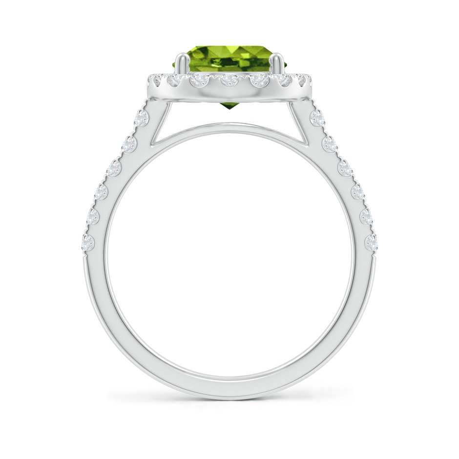 10x8mm AAAA Double Claw-Set Oval Peridot Halo Ring with Diamonds in White Gold side 199