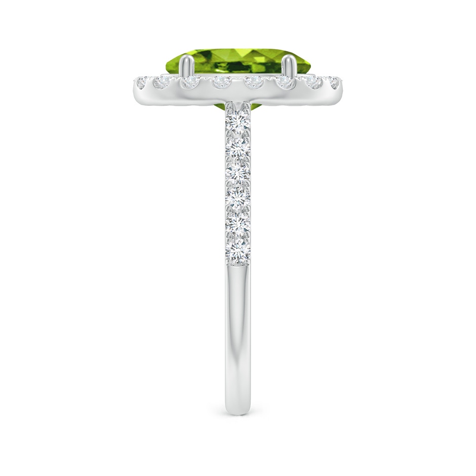 10x8mm AAAA Double Claw-Set Oval Peridot Halo Ring with Diamonds in White Gold side-2