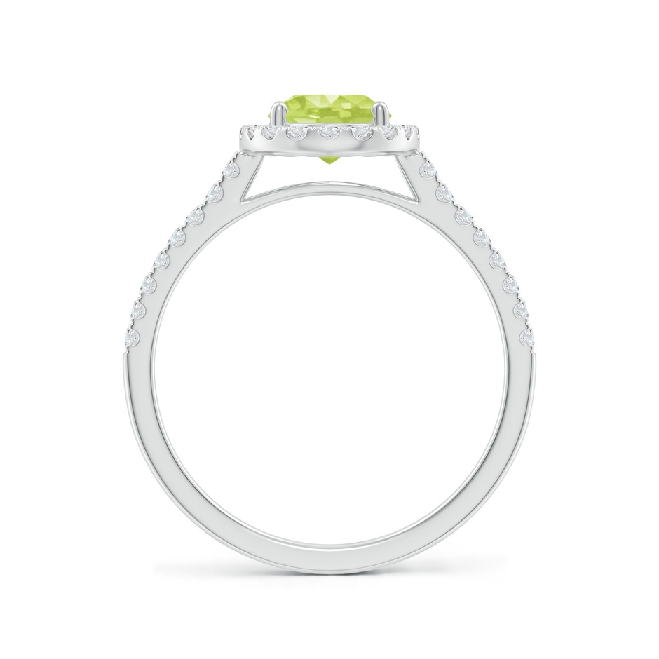 8x6mm A Double Claw-Set Oval Peridot Halo Ring with Diamonds in P950 Platinum side 199