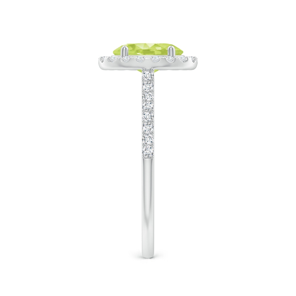 8x6mm A Double Claw-Set Oval Peridot Halo Ring with Diamonds in P950 Platinum side 299