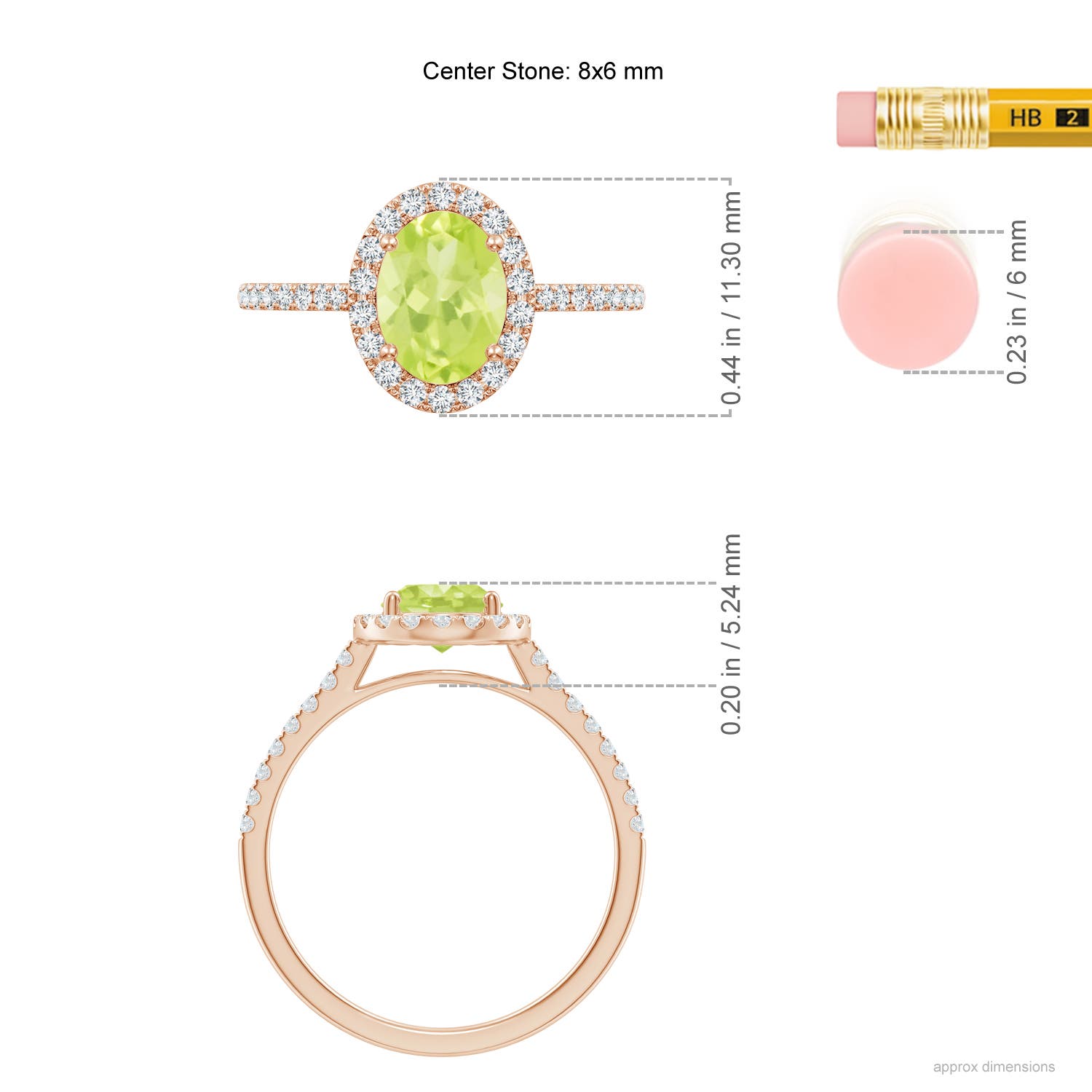 A - Peridot / 1.69 CT / 14 KT Rose Gold