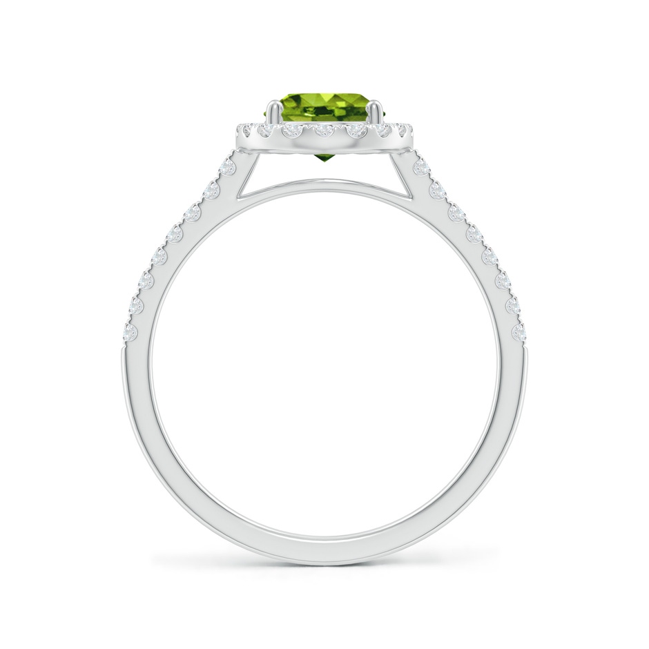 8x6mm AAAA Double Claw-Set Oval Peridot Halo Ring with Diamonds in P950 Platinum side 199