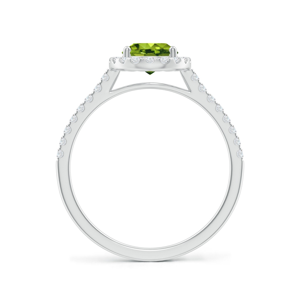 8x6mm AAAA Double Claw-Set Oval Peridot Halo Ring with Diamonds in White Gold - side_1