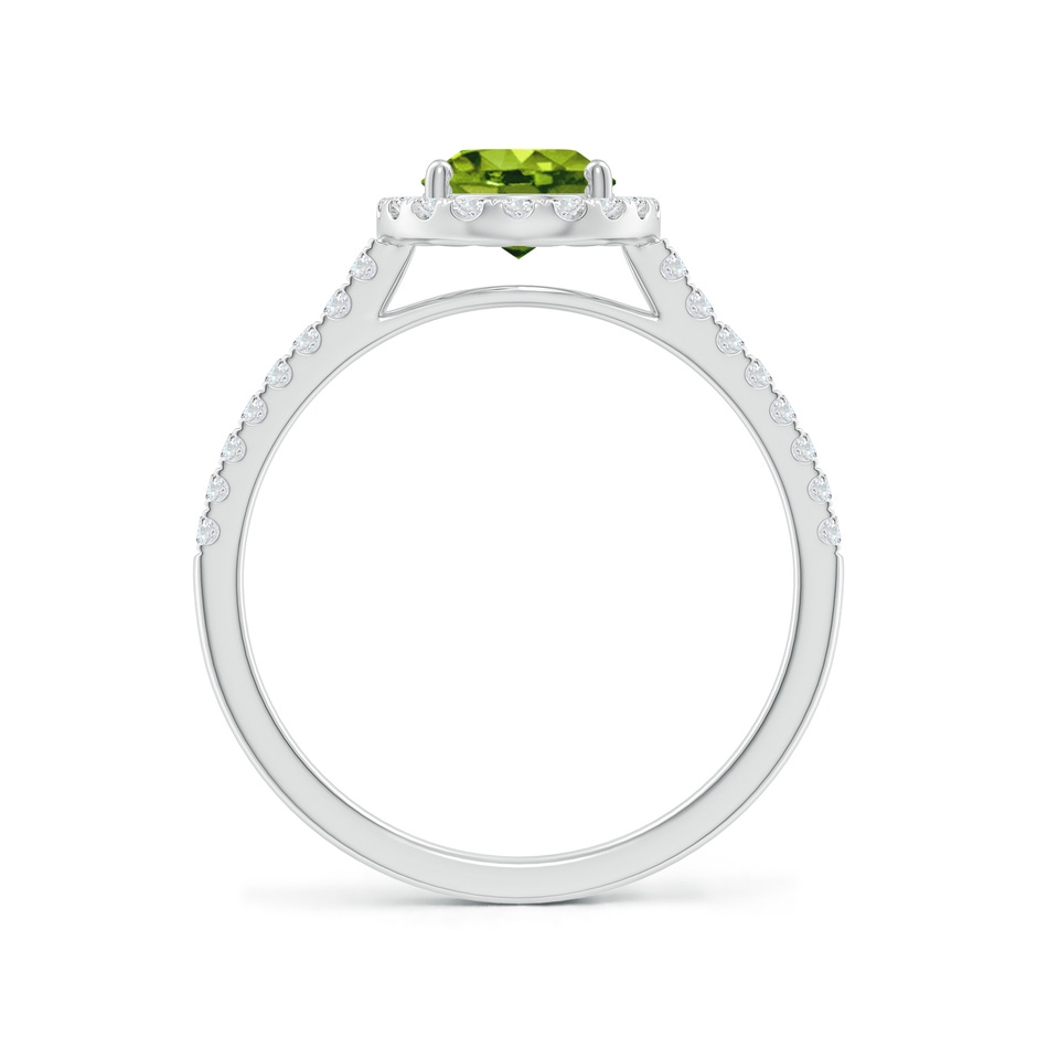 8x6mm AAAA Double Claw-Set Oval Peridot Halo Ring with Diamonds in White Gold side-1