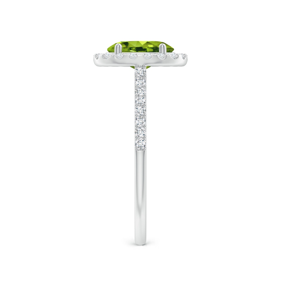 8x6mm AAAA Double Claw-Set Oval Peridot Halo Ring with Diamonds in White Gold side-2