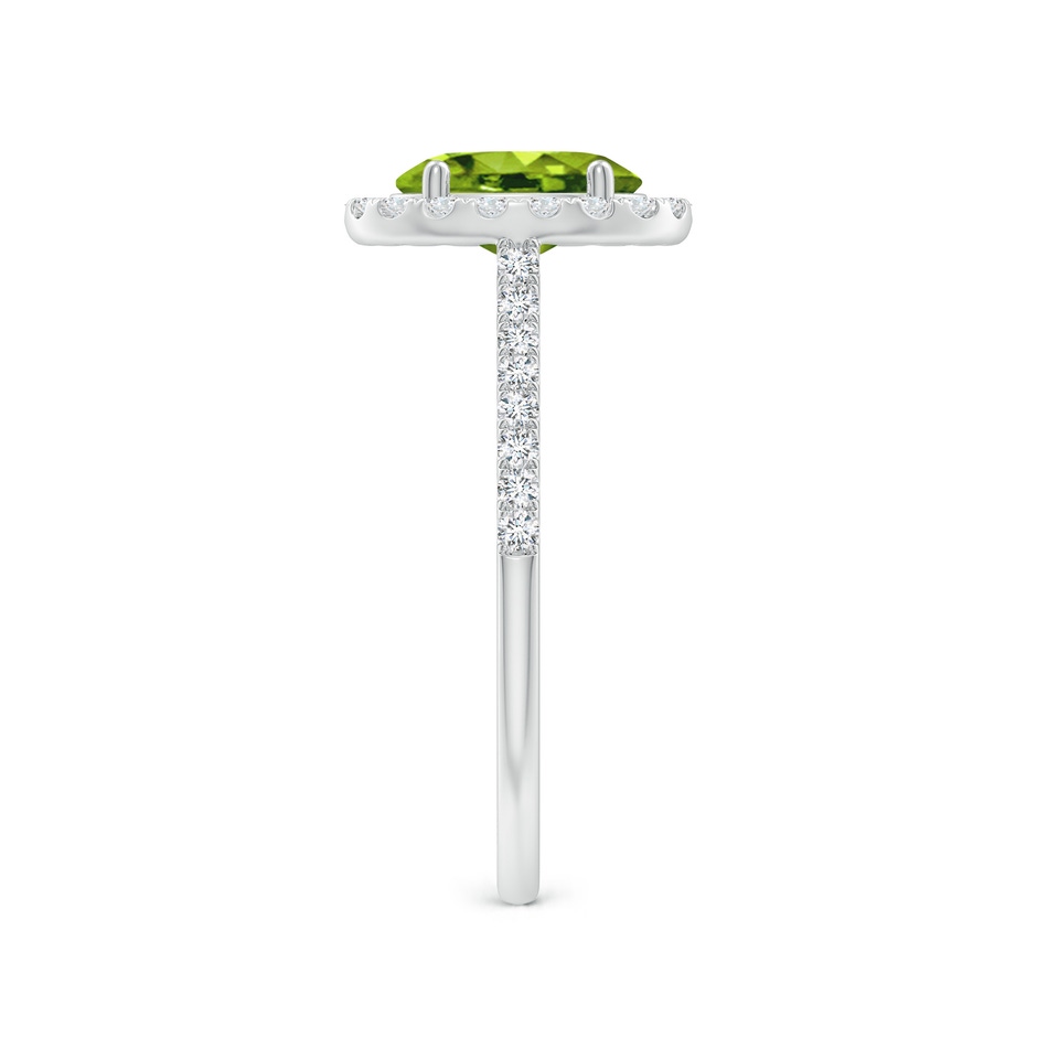 8x6mm AAAA Double Claw-Set Oval Peridot Halo Ring with Diamonds in White Gold side 299