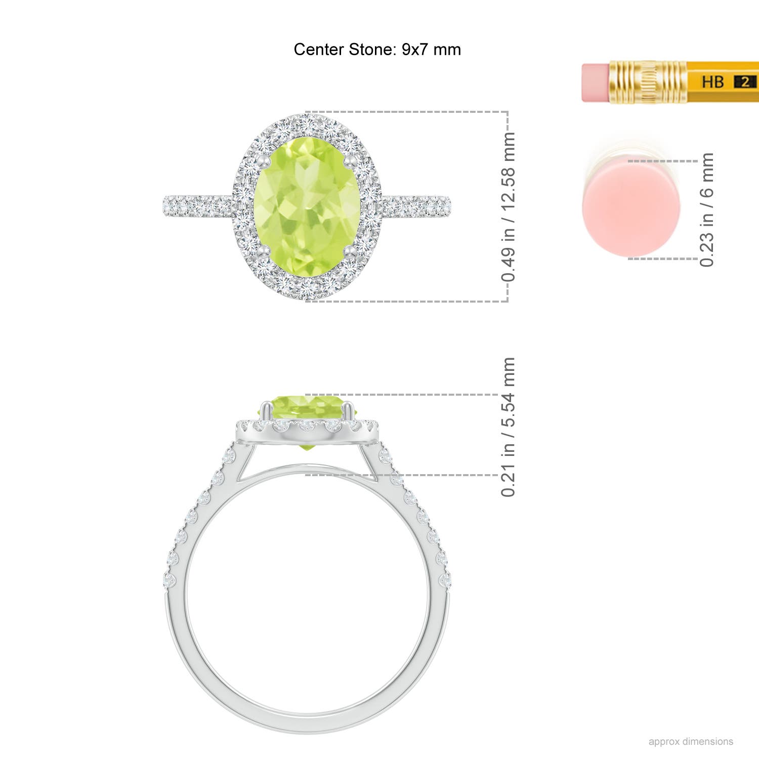 A - Peridot / 2.35 CT / 14 KT White Gold