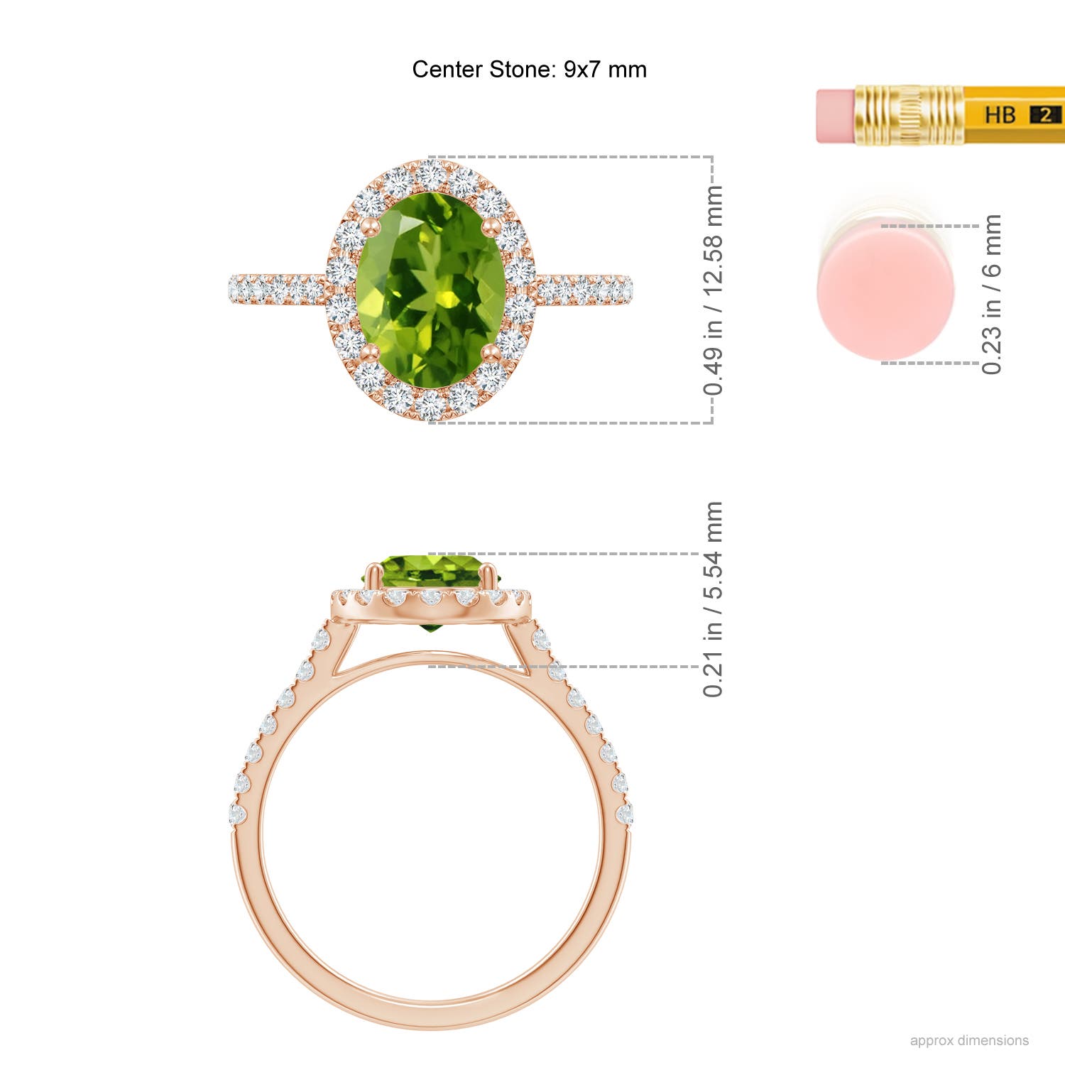 AAAA - Peridot / 2.35 CT / 14 KT Rose Gold