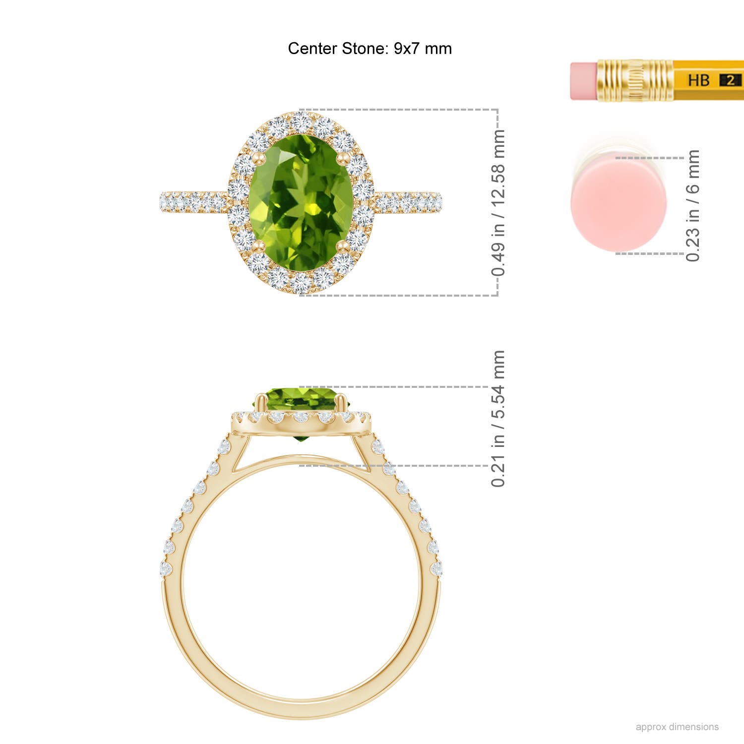 AAAA - Peridot / 2.35 CT / 14 KT Yellow Gold