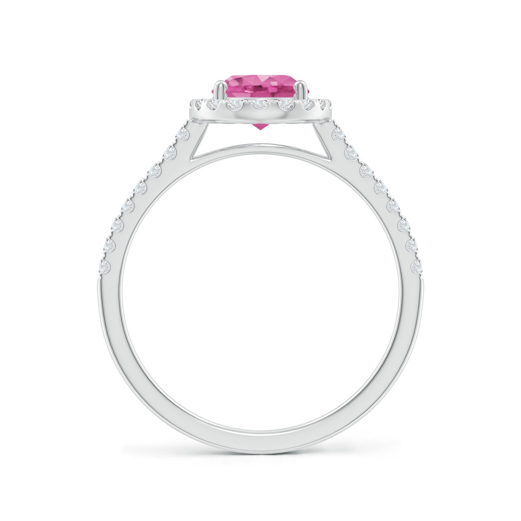 8x6mm AAA Double Claw-Set Oval Pink Sapphire Halo Ring with Diamonds in White Gold - side_1