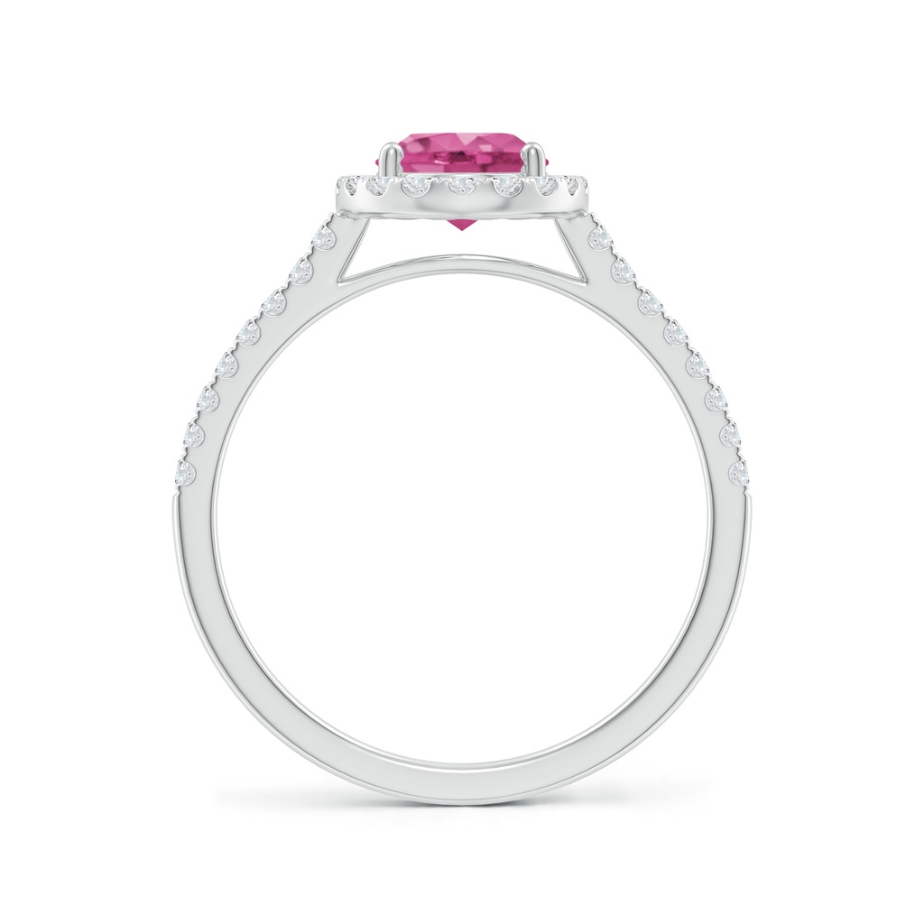 8x6mm AAAA Double Claw-Set Oval Pink Sapphire Halo Ring with Diamonds in P950 Platinum - side_1