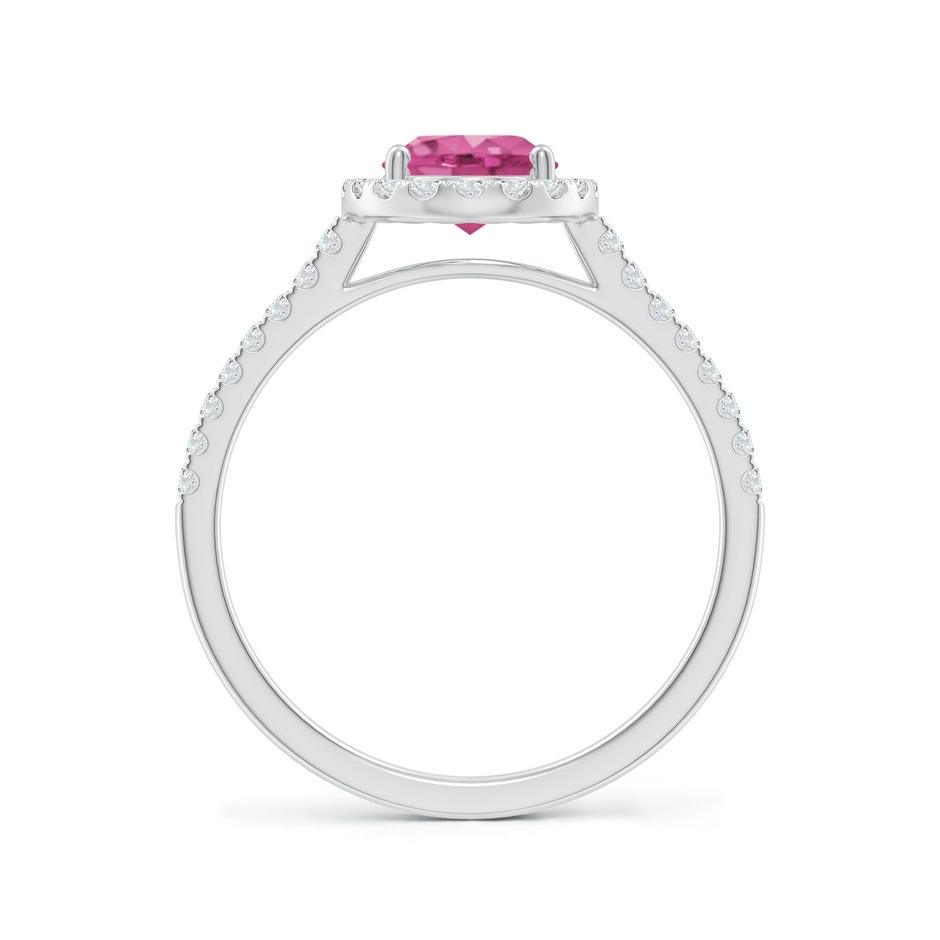 8x6mm AAAA Double Claw-Set Oval Pink Sapphire Halo Ring with Diamonds in P950 Platinum side-1